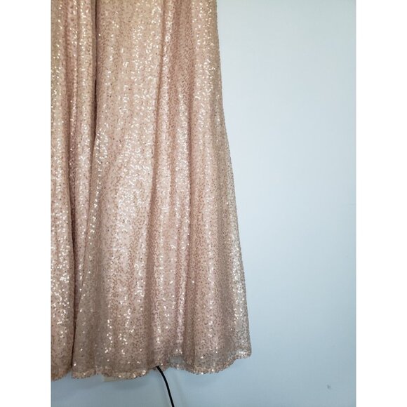Kennedy Blue Women 8 Bridesmaid Dress Gold Sparkly All Over Sequins 28368 NWT - Picture 3 of 7